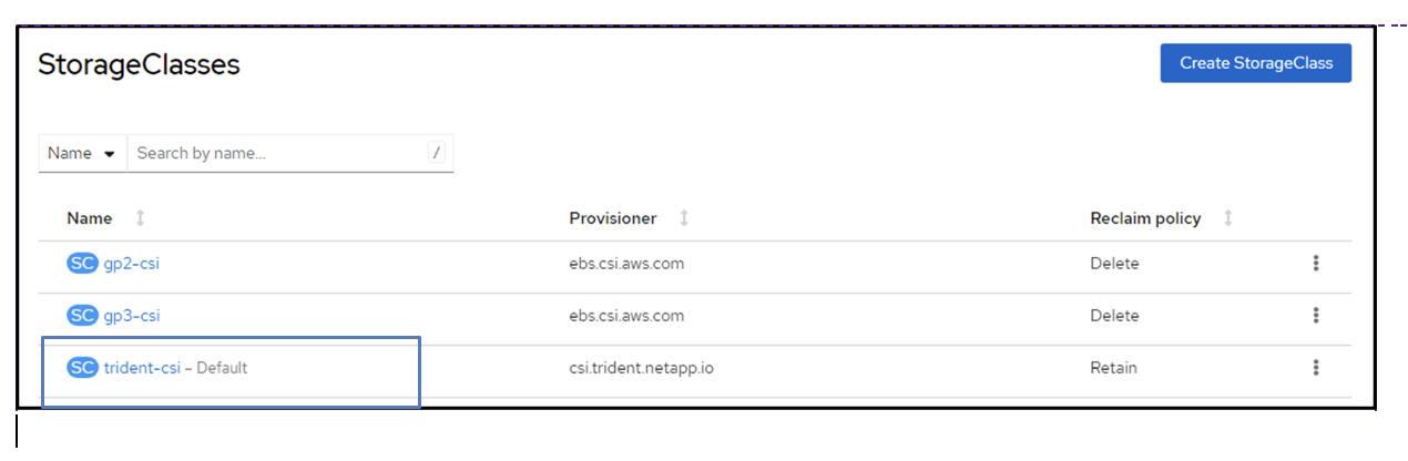 New OpenShift storage class